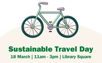 An image of a bike with text underneath reading 'Sustainable Travel Day'.