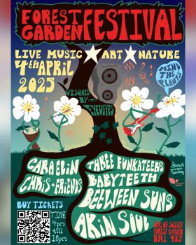 A poster promoting the Forest Garden Festival on 4 April