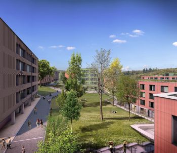 Views over West Slope neighbourhood – an artist’s impression of our new student accommodation