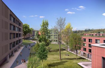 Views over West Slope neighbourhood – an artist’s impression of our new student accommodation