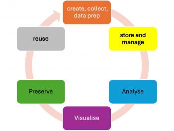 circle of 6 steps of data research