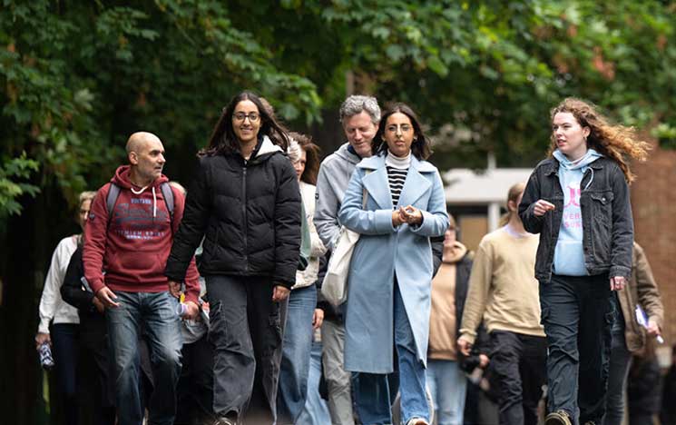 Students walking on campus