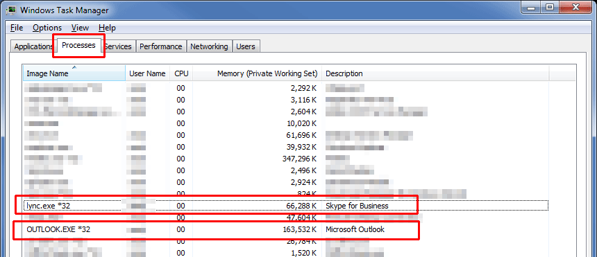 Task Manager with skype and outlook