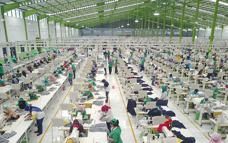 Aerial image of clothing factory