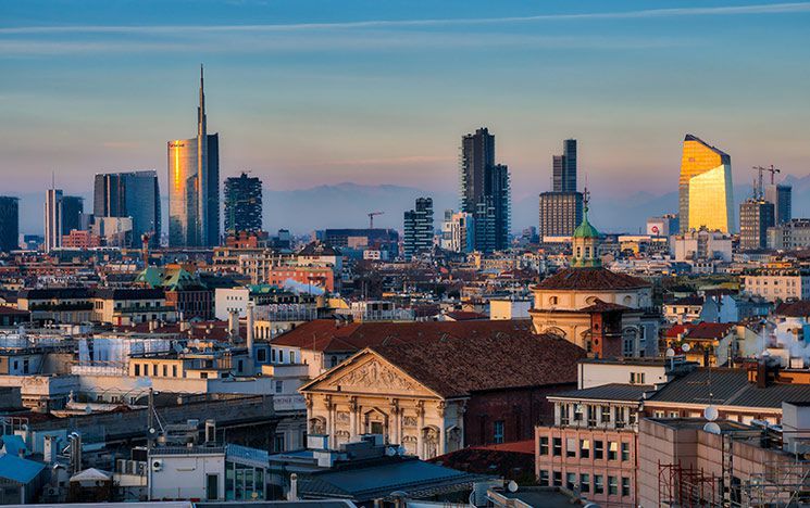 Aerial view of Italian city