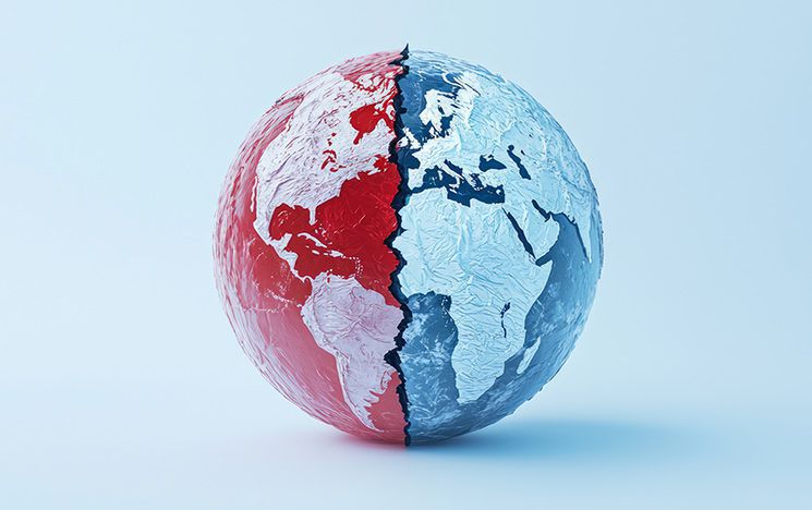 Image of red and blue globe