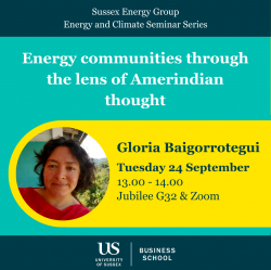 Poster of Gloria Baigorrotegui's Energy and Climate Seminar