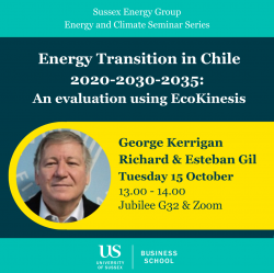 Poster of George Kerrigan Richard & Esteban Gil's Energy & Climate Seminar