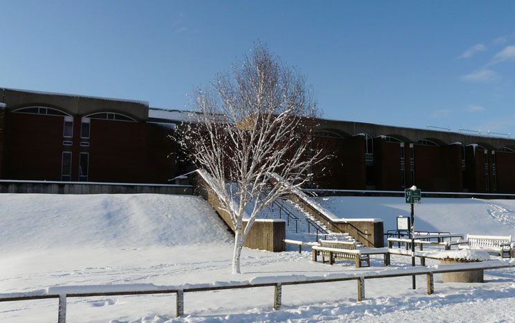 Library surrounded by snow