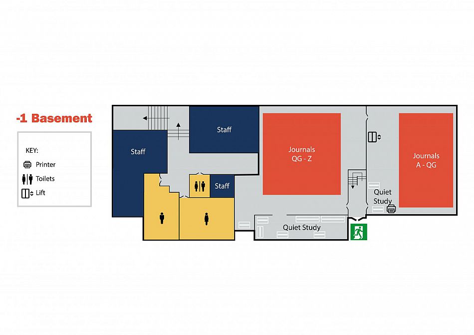 Floor plan of the North Basement floor of the Library