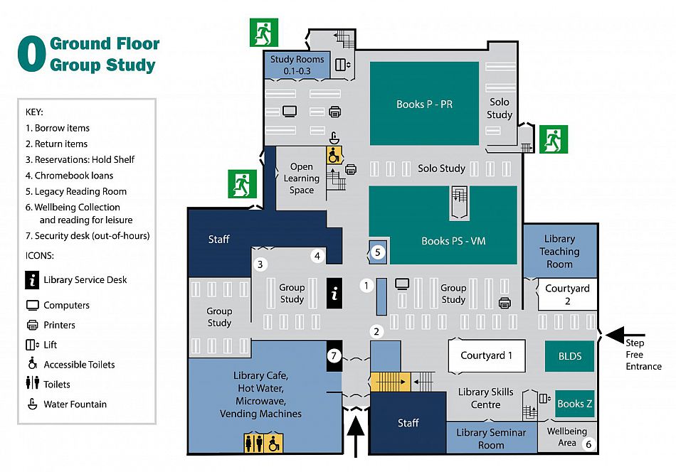 Floor plan of the ground floor of the Library