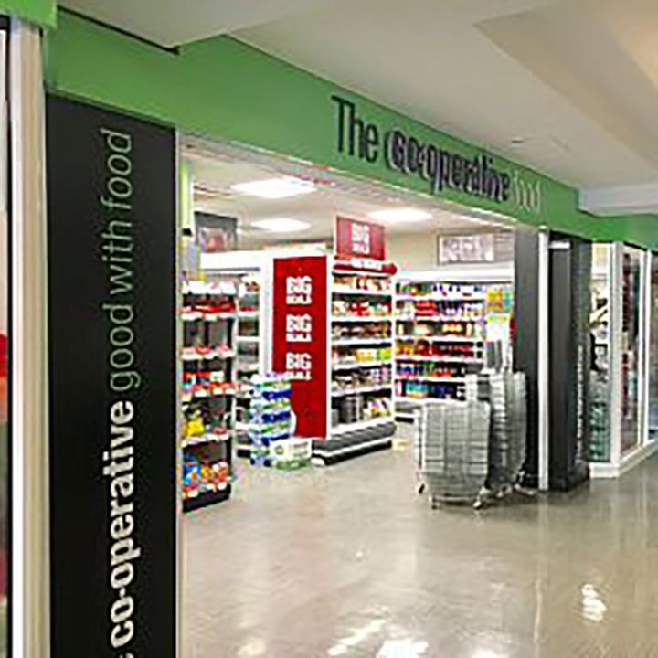 Front entrance of Coop inside a building