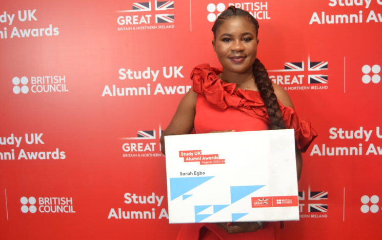 Sarah Egbo at the 2024 Study UK Alumni Awards ceremony in Nigeria. Sarah was recognised as a finalist in the Social Action Award category.