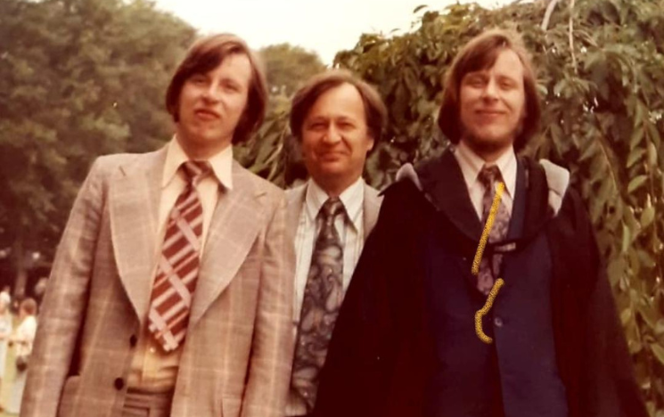 Michal (Mike) Stankiewicz with his brother Krzysztof (Krys) and their dad at his graduation in July 1975.