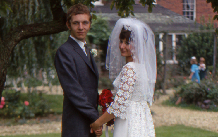 Eric Baker and Cherry Slater at their wedding in 1969.