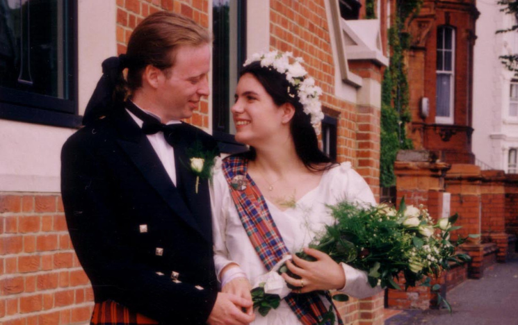 Alix Courtney and Ian Macfarlane outside their wedding ceremony in Hove.