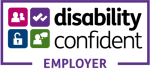 Badge showing Disability Confident Employer logo