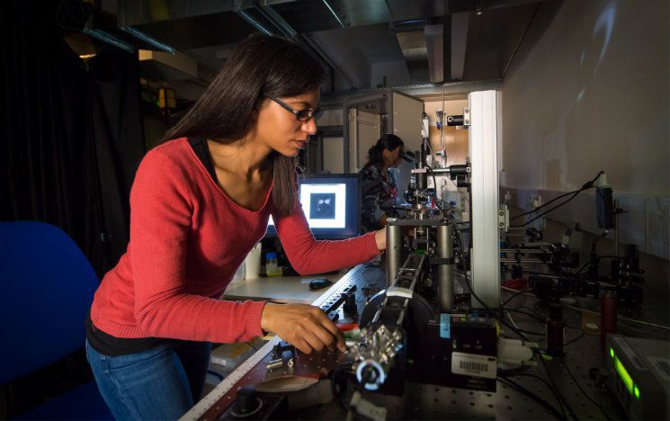 student working in lab