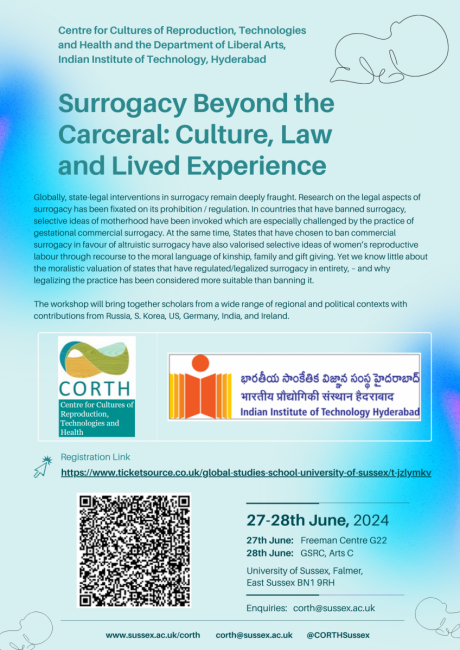 Poster for the Surrogacy Workshop with details of the event