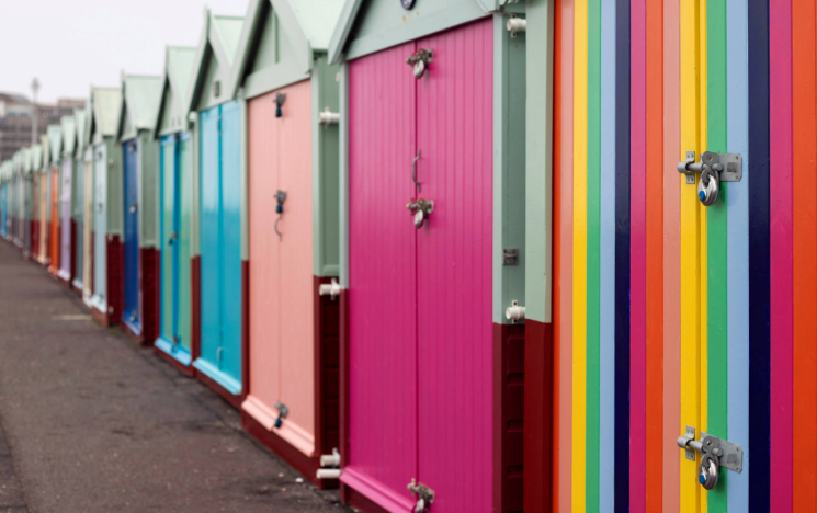 Colourful beach huts on Brighton seafront