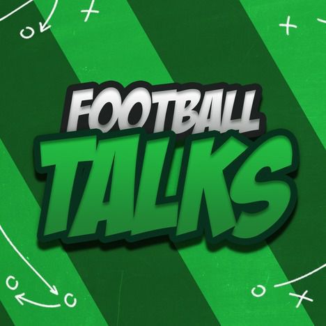 Logo design for Football talks podcast. Two shades of green lines going diagonally across with the words 'Football talks' in the centre.