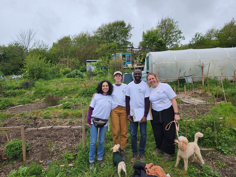 A group of people at an allotment