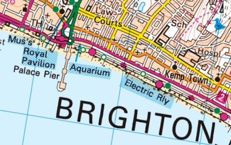 Image of a brightly coloured map of Brighton.