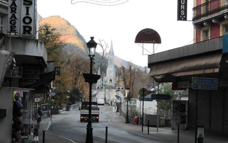 the shrine from Lourdes town