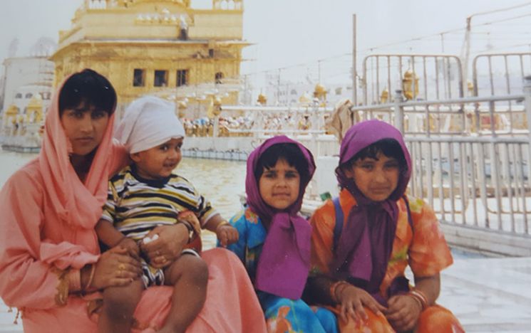 Ajayta Rai (centre) with her family at Harmandir Sahib, Amritsar