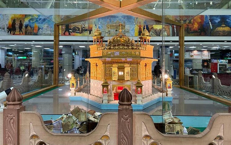 Model of Harmandir Sahib (Golden Temple) at Sri Guru Ram Das Ji International Airport in Amritsar