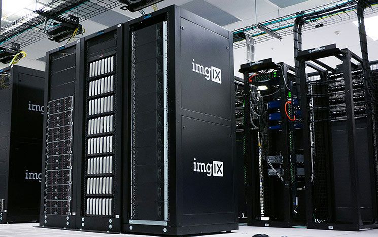 An image of the interior of a server room