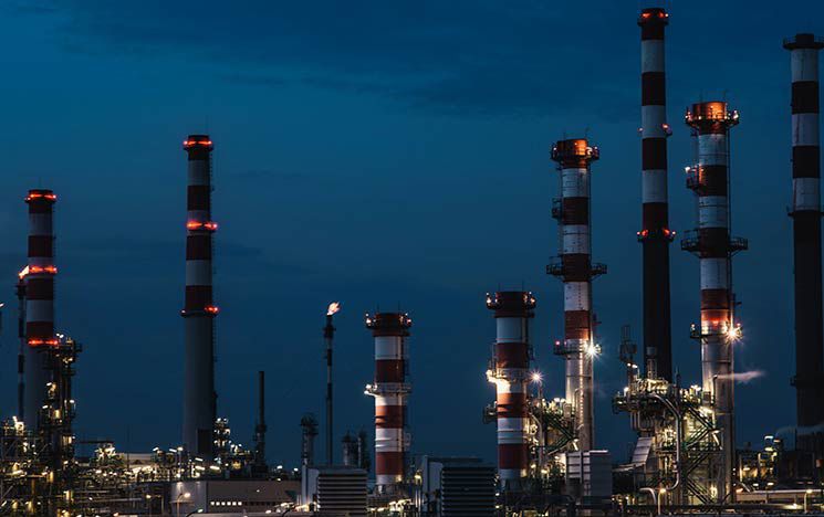 power plant under a night sky