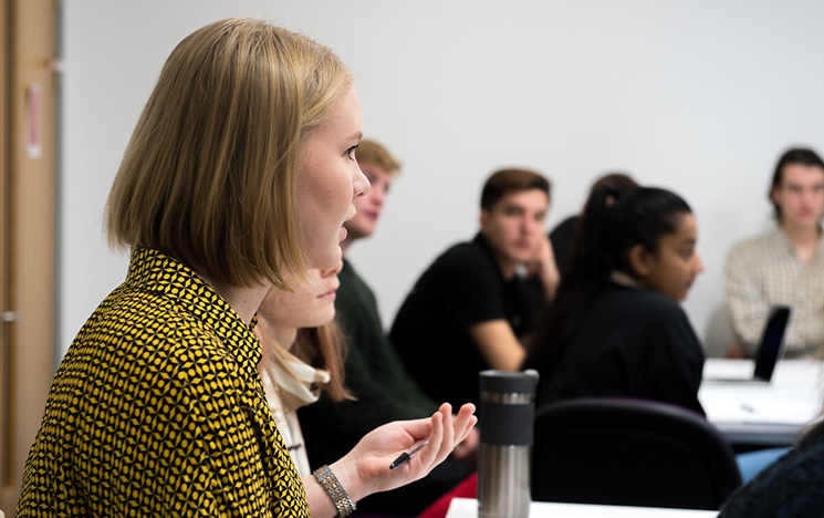 Students in a politics lecture