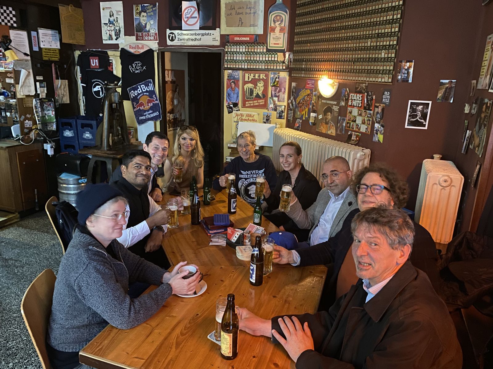 An alumni reunion in a bar in Vienna