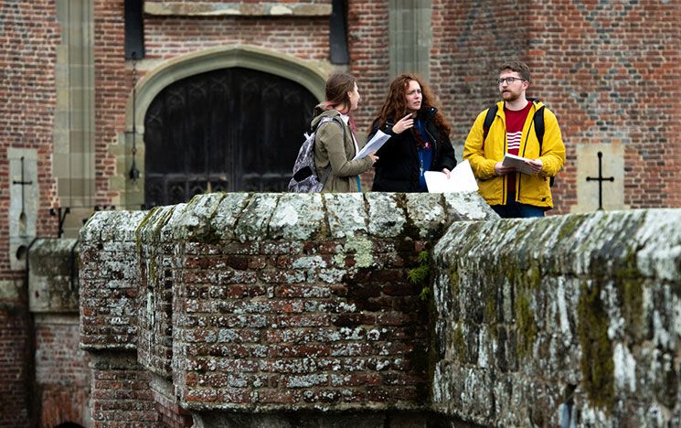 Students outside on a trip