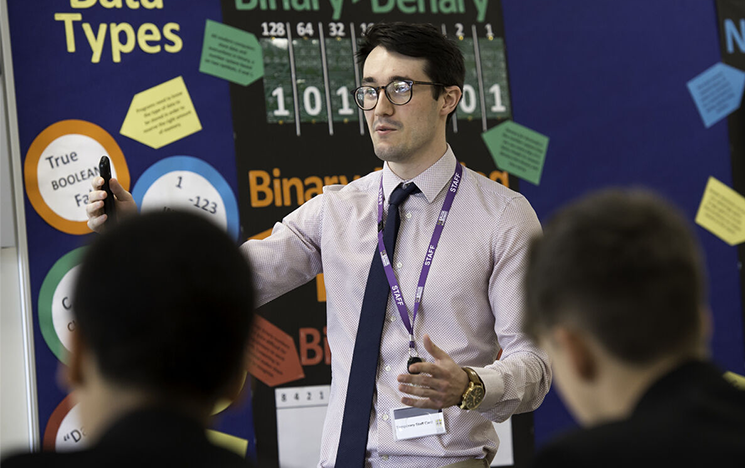  A student teacher addressing a group