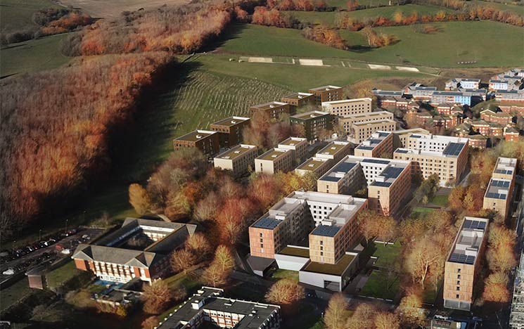 An arial shot of the West Slope development